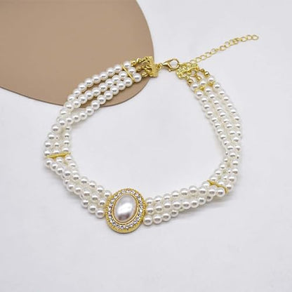 BABEYOND Round Imitation Pearl Choker Necklace Multi Strands Choker 20s Flapper Necklace Accessories for Gatsby Themed Party - style: 3-layer-4