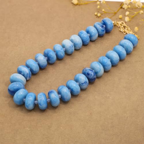 We We Chunky Colorful Beaded Necklace for Women Large Boho Statement Bead Chokers Necklaces Turquoise Blue Big Beads Jewelry Neck Summer Beach - color: sea blue