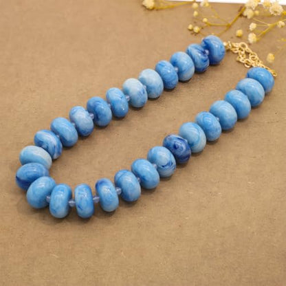 We We Chunky Colorful Beaded Necklace for Women Large Boho Statement Bead Chokers Necklaces Turquoise Blue Big Beads Jewelry Neck Summer Beach - color: sea blue