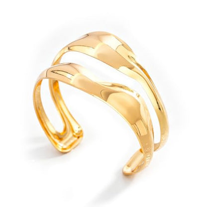 Gold Cuff Bracelets for Women Wide Open Cuff Bracelet Hollow Geometric Cuff Bracelet Chunky Open Bangle for Party
