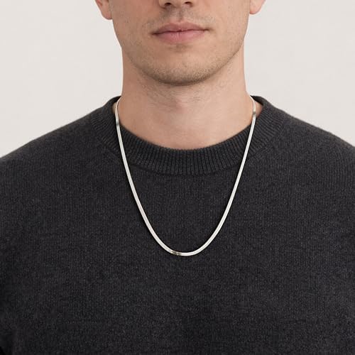 WomenGifts 14K Gold Silver Plated Herringbone Necklace for Women, Dainty Snake Chain Choker, Trendy Simple Long Layered Jewelry Non Tarnish, 3/4/5/8mm,14,16,18,20,22,24,26 Inch Thin & Chunky Options - color: Silver, style: 3mm-24inch