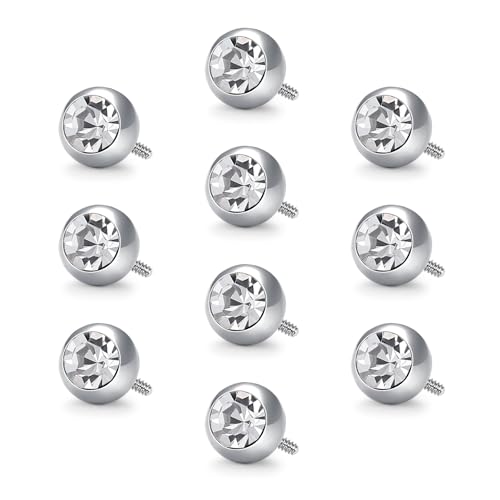 VCMART 14G 5mm 8mm Replacement Balls Externally Threaded Piercing Balls for Tongue Nipple Navel Belly Button Rings Industrial Barbell Piercing Surgical Steel Body Piercing Jewelry Parts - color: 10pcs 5mm ball -6(A)