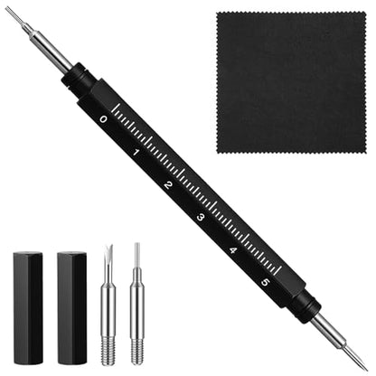 Watch Spring Bar Tool Kit, Premium Pin Removal Tool with Built-in Ruler for Watch Band Removal Installation, Jewelry Craft, Phone Card Insertion, with Caps, Replacement Fork & Cleaning Cloth
