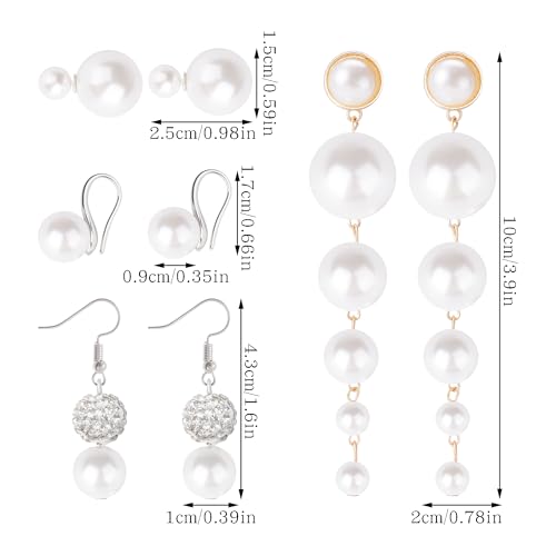 Faux Pearl Necklace and Earrings Set for Women Faux Pearl Bracelets Costume Jewelry Set for Wedding Bridal Birthday Party