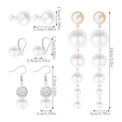 Faux Pearl Necklace and Earrings Set for Women Faux Pearl Bracelets Costume Jewelry Set for Wedding Bridal Birthday Party