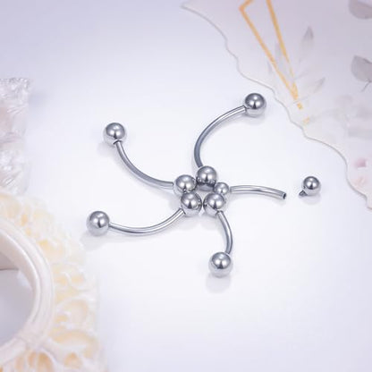 Ruifan 20g 18g 16g 14g 12g 8g 6g 4g 2g Rook Piercing Jewelry Titanium Internally Threaded Curved Barbell Eyebrow PA Tragus Helix Conch Lobe Earrings Lip Rings Body Piercing Jewelry For Women Men - size: 14G - 10mm Ball