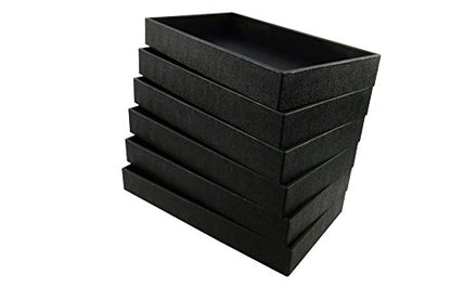 6-Piece 2-Inch Deep Black Full Size Plastic Stackable Jewelry Tray 14 3/4" X 8 1/4" X 2"H