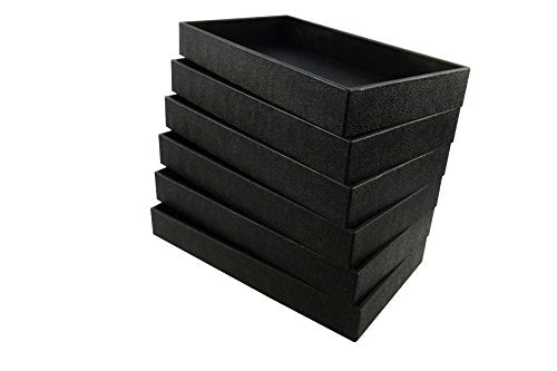 6-Piece 2-Inch Deep Black Full Size Plastic Stackable Jewelry Tray 14 3/4" X 8 1/4" X 2"H