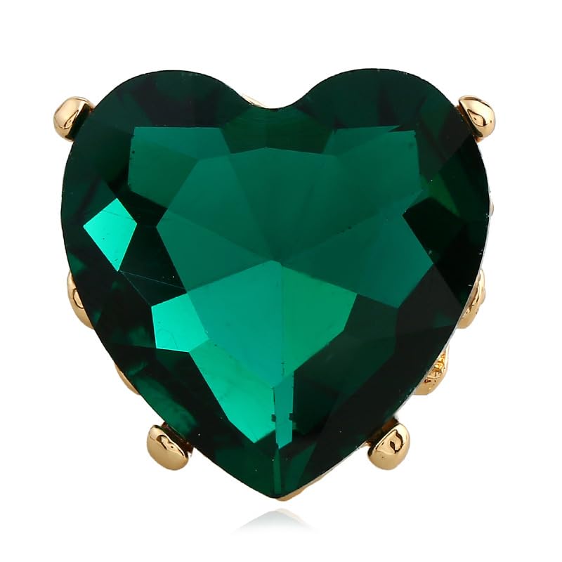 Mnyixsi Fashion Multi Color Big Crystal Heart Ring for Women, Open Adjustable Design Colorful Thick Heart Wedding Statement Ring, Shiny CZ Crystal Love Romantic Engagement Promise Ring Style 3 - color: Style 3