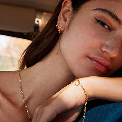 LOYATA Gold Huggie Hoop Earrings 14K Gold Plated Dainty Small Simple Hypoallergenic Jewelry Gift for Women - style: CZ Spike