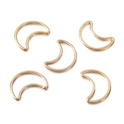 Elecrelive 5pcs Moon Connector Charms 14K Gold Filled Linking Rings Crescent Moon Open Bezel Blank Pendants for Permanent Jewelry DIY Bracelet Necklace Earring Making - color: Golden-Moon