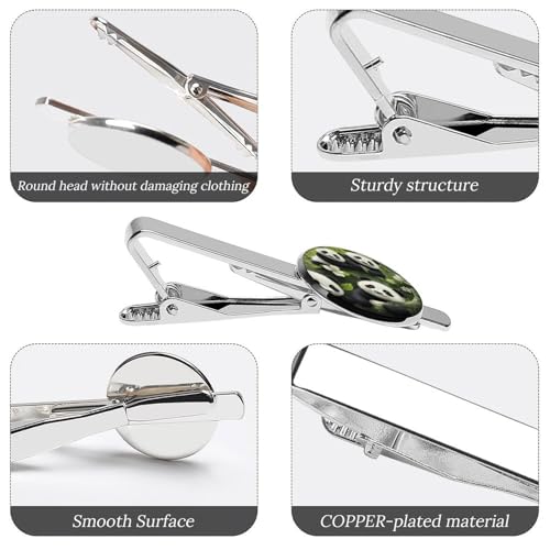 Tie Clip for Men, Tie Bar Cufflinks Set, Copper Necktie Clip And Shirt Cuff Links for Business Wedding Gift - color: Panda Family Tree
