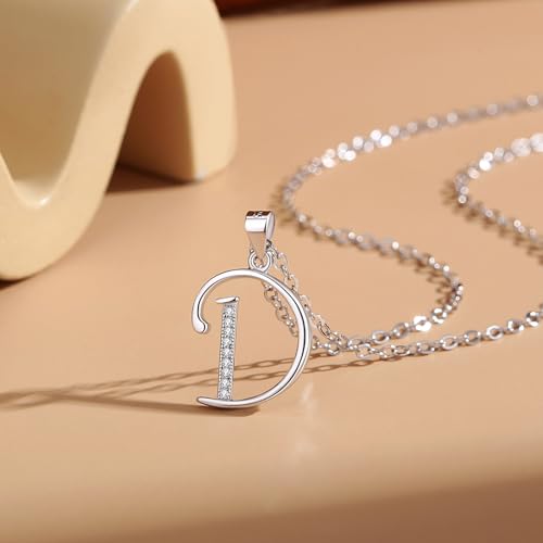VIKI LYNN Dainty Initial Letter Pendant Necklace for Women | Cubic Zirconia Initial Jewelry, Personalized Letter Necklace, Dainty Women Jewelry, Birthday Gift Idea for Her, Mom and Wife - color: Silver, style: Silver-D
