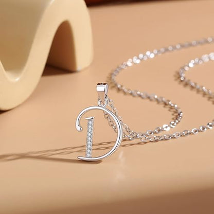 VIKI LYNN Dainty Initial Letter Pendant Necklace for Women | Cubic Zirconia Initial Jewelry, Personalized Letter Necklace, Dainty Women Jewelry, Birthday Gift Idea for Her, Mom and Wife - color: Silver, style: Silver-D