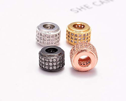 AD Beads Zircon Pave Rhinestones Rondelle Big Hole Bracelet Connector Spacer Beads 10pcs Mixed Color 6x7mm - color: 10pcs Mixed Color 3 Row Rondelle (6x7mm)