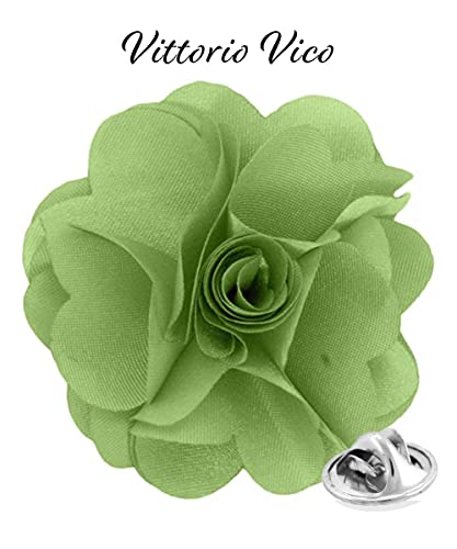 Premium Men's Formal Solid Color Flower Lapel Pin - Boutonniere for Men, Brooch Pin - color: Sage