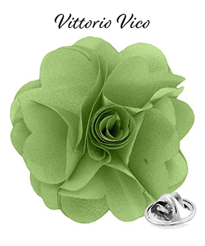 Premium Men's Formal Solid Color Flower Lapel Pin - Boutonniere for Men, Brooch Pin - color: Sage