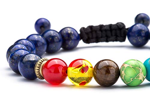 Men Women 8mm Lava Rock Beads Chakra Bracelet - color: Lapis lazul-21004