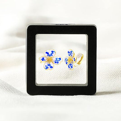 Clip on Earrings Women, 14K Gold Plated Earrings for Sensitive Ears, Fashion Women's Earrings Jewelry Birthday Gift for Wife Grandma Daughter Girls on Christmas Thanksgiving - color: Cherry Blossom Blue Marble