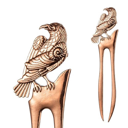2pcs Antique Rose Raven French Hair Pins Black Wicca Witch Hair Sticks Renaissance Festival Hair Acceossories for Women 06