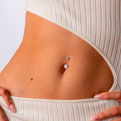 FIFTH CUE 14GA Surgical Steel & Synthetic Opal Resin Belly Button Ring, 3/8" Length, 5mm x 8mm Ball - Classic Look, Highly Rate Belly Rings for Women, Super High Quality - style: Titanium 4pcs Clear, Pink, Aqua, Tanzanite