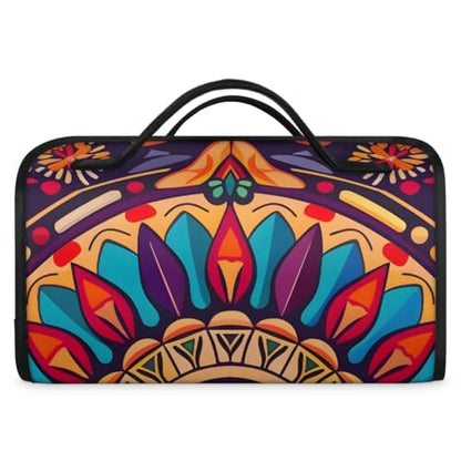 Boho Mandala Flowers Bohemian Hanging Roll Up Cosmetic Bag with 4 Removable Storage Bags Waterproof Foldable Toiletry Kit for Women - color: Multicolor 20