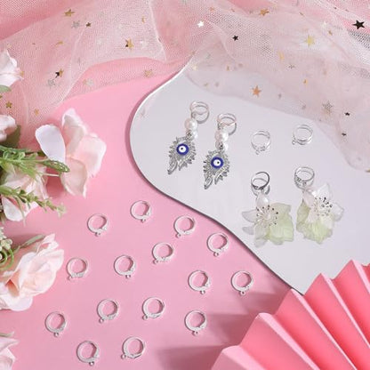 SUNNYCLUE 1 Box 80Pcs Huggie Hoops Round Leverback Earring Hooks Stainless Steel Lever Backs Silver Hinged Huggie Hoops with Loops Earwires Leverbacks Ear Wires for Jewelry Making Earrings Findings - color: 80pcs Stainless Steel Round Leverbacks-Silver To