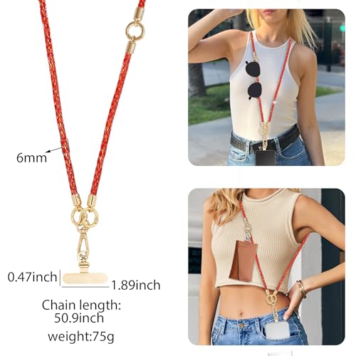 Phone Lanyard Crystal Phone Strap Crossbody, Red | Crystal Phone Strap Crossbody Rhinestone Anti Theft Layered Strap Crossbody Cell Phone Neck for Women - color: Red