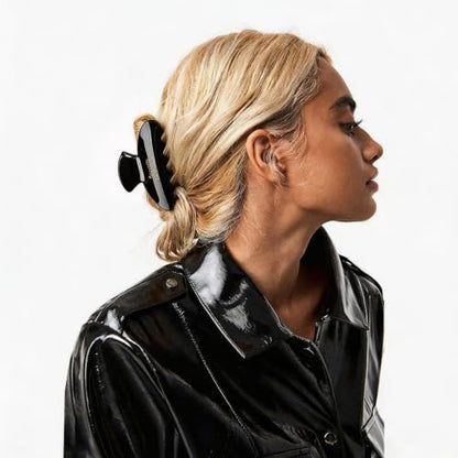 Aileam Acetate Hair Claw Clips for Women, Hair clip French Design Strong Hold Non-Slip claw clips for Thick Hair, 2 Pack - color: Black Cream Stripe