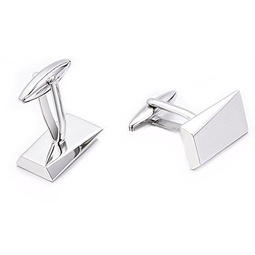 Cufflinks for Men, Stainless Steel Cuff Links Mens for Wedding Business Gifts, Silver, Black, Gold - color: Silver