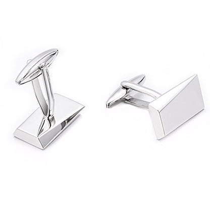 Cufflinks for Men, Stainless Steel Cuff Links Mens for Wedding Business Gifts, Silver, Black, Gold - color: Silver