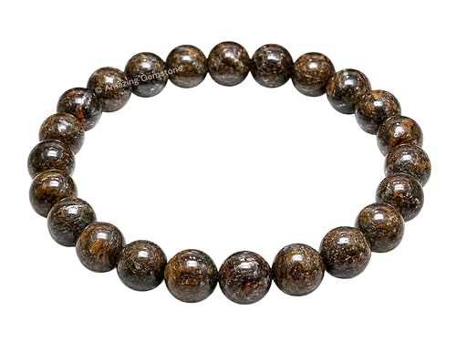 Amazing Gemstone Bronzite Crystal Bracelet for Women Men's Gifts - Protection Healing Crystal Bracelet - 8mm Gemstone Beaded Stretchable Bracelet Pulseras Para Hombres Mujer Stocking Stuffers Mothers Day Gift - color: Bronzite