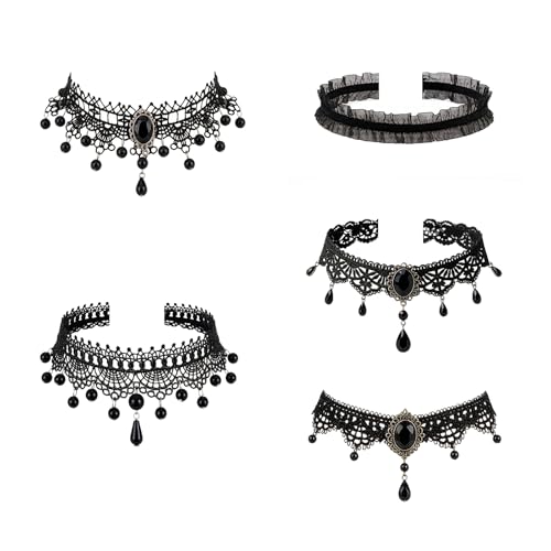 Goth Black Lace Choker Necklace for Women Gothic Vampire Necklace Halloween Victorian Dress Costume Accessories - color: Black3