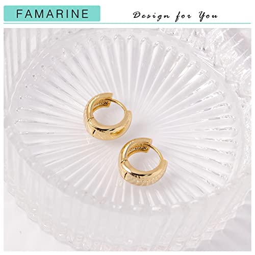 FAMARINE Chunky Thick Hoop Earrings for Women Gold Hoops Huggie Earrings for Men Gift - color: 0.7" Hoop