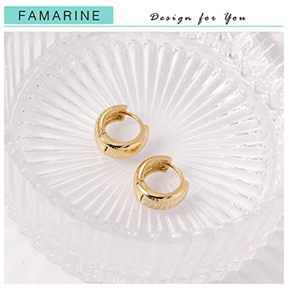 FAMARINE Chunky Thick Hoop Earrings for Women Gold Hoops Huggie Earrings for Men Gift - color: 0.7" Hoop