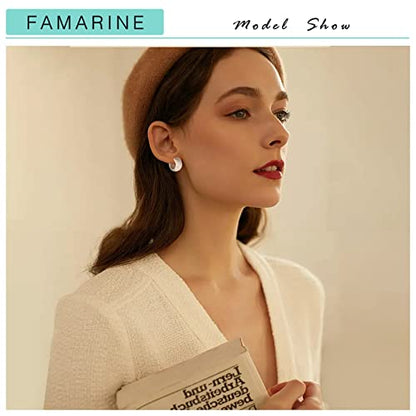 FAMARINE Chunky Thick Hoop Earrings for Women Gold Hoops Huggie Earrings for Men Gift - color: 3/4" Brashed Silver