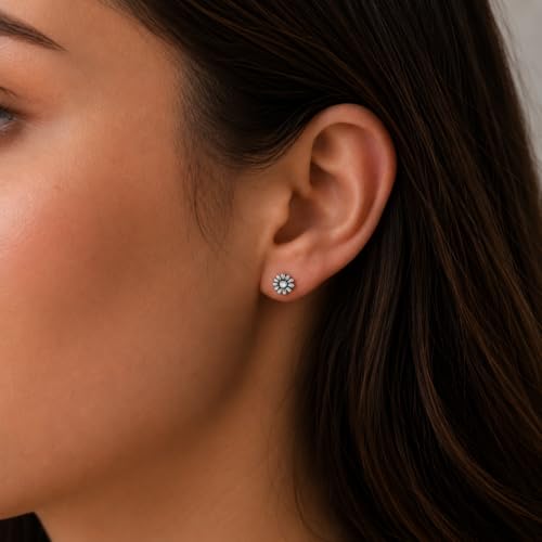 Birthstone Earrings: Handmade Necklace Flower Pendant with Colored Crystal - Gift for Mom, Daughter, BFF, Sister, Granddaughter, Niece - style: April