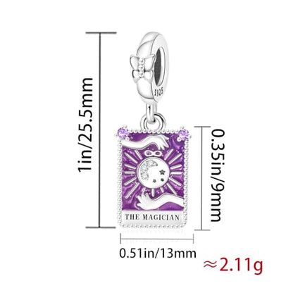 925 Sterling Silver Dangle Charm Fit Women Bracelet And Necklaces Jewelry | Medallion Pendants Beads Jewelry Charms for Women Fashion Gift Family Friends Mother's Day - color: Tarot Cards Magician Dangle Charm M1413