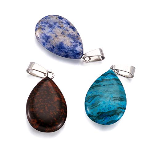50Pcs Teardrop Stone Pendants Water Drop Healing Crystal Quartz Chakra Gemstone Rock Charms Random Mixed for Necklace Jewelry Making Hole: 2x7mm - color: 1-Mixed Color-Teardrop-Random