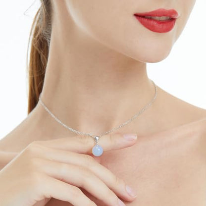 Natural Jade Necklace for Women Sterling Silver Adjustable Handmade Green Jade Pendant Necklaces Healing Crystal Necklace Good Luck Gift for Her - style: Moonstone Necklace
