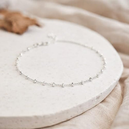Sterling Silver Chain Bracelets for Women - Dainty 925 Silver Adjustable Bracelets, Minimalist Layering Jewelry, Stackable Chain Styles - style: P