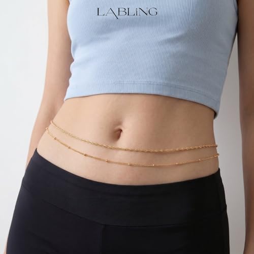 Gold Belly Waist Chain for Women | Layered Belly 14K Gold Plated Chain Adjustable Bikini Belly Beads Body Chain Waterproof | Jewelry Gift - color: Style 5
