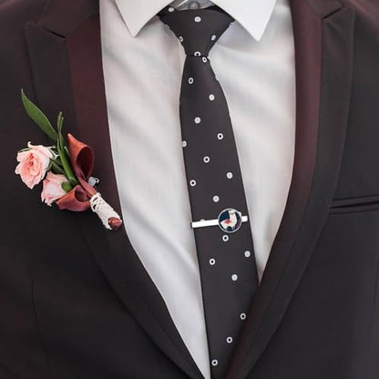 Tie Clip for Men, Tie Bar Cufflinks Set, Copper Necktie Clip And Shirt Cuff Links for Business Wedding Gift - color: Lovely Llama Floral