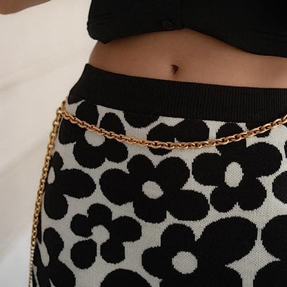 Adjustable 18k Gold Plated Waist Chain, Beach Bikini Body Chain, Handmade Boho Belly Chain - color: Q..chunky chain