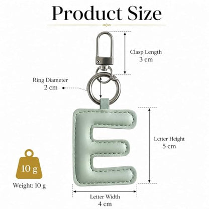 Initial Letter Keychain,Stainless Steel,Colorful Faux Leather Keyring for Backpack,Purse,Car Keys,Gift for Men Women - color: E