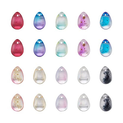 Cheriswelry 80pcs 14mm Two Tone Teardrop Glass Beads - Top Drilled Water Drop Glass Beads Charms for DIY Bracelets, Earrings & Necklace Making - color: Mixed Color*16