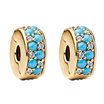 Clip Stopper Spacer Charms for Bracelets Necklaces, Compatible with Pandora,Jewery Making DIY - style: Turquoise Clip