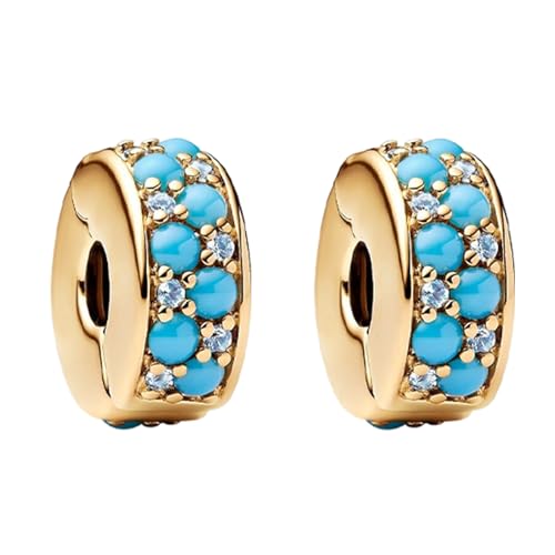 Clip Stopper Spacer Charms for Bracelets Necklaces, Compatible with Pandora,Jewery Making DIY - style: Turquoise Clip