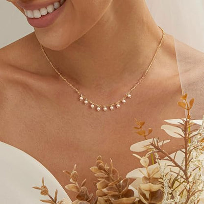Pearl Necklaces for Women Trendy,14k Gold Plated Pearl Pendant Necklace Dainty Wedding Necklace Small Cute Gold Choker Necklace for Women Non Tarnish Gold Prom Jewelry Fashion Bridesmaids Gifts - color: GD-Lips pearl necklace