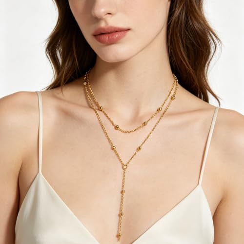 NEWITIN 6 Pieces Pendant Layered Necklaces for Women Gold Necklace Set | Hypoallergenic, Gold Plated, Cubic Zirconia, Cuban Link, Snake Chain, Stackable Chains Choker, Layering Necklace, Women Gifts - color: Gold Delicate